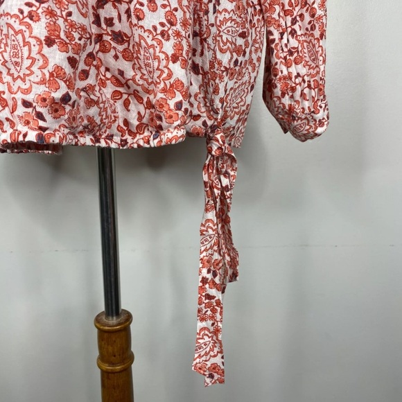 NWT Gap Maternity Wrap Top Linen Blend Paisley Floral XL - Picture 14 of 16